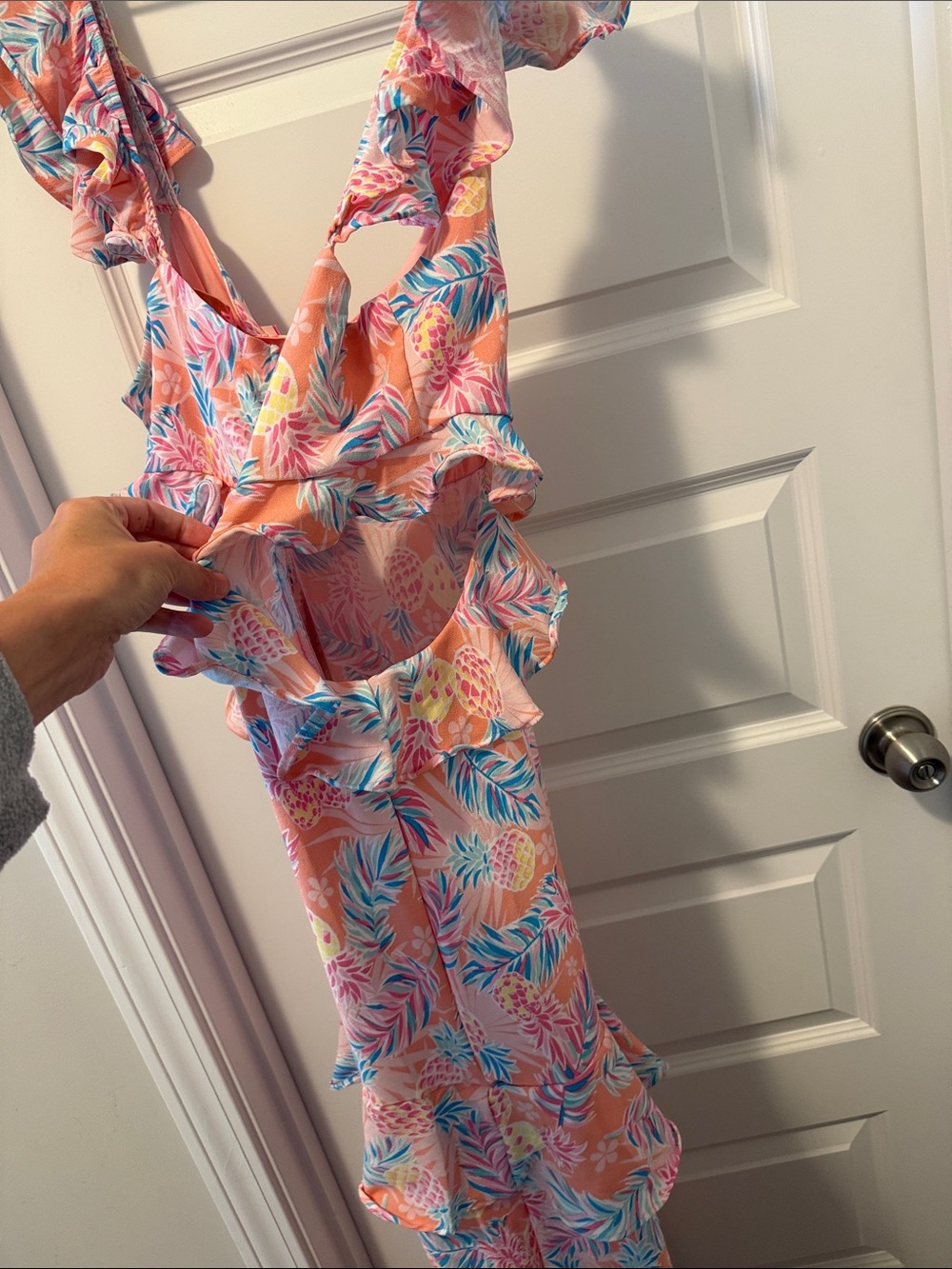 Simply Southern Pink Pineapple Print Ruffle Maxi Dress - Picture 4 of 4
